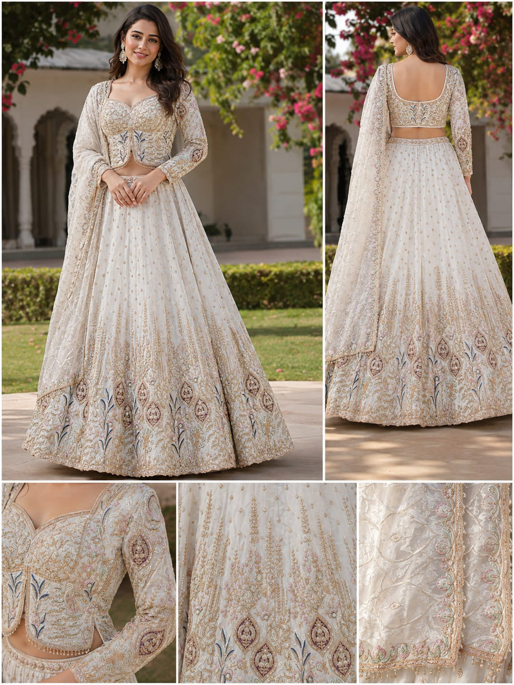 Celestial Ivory Embroidered Lehenga Set.