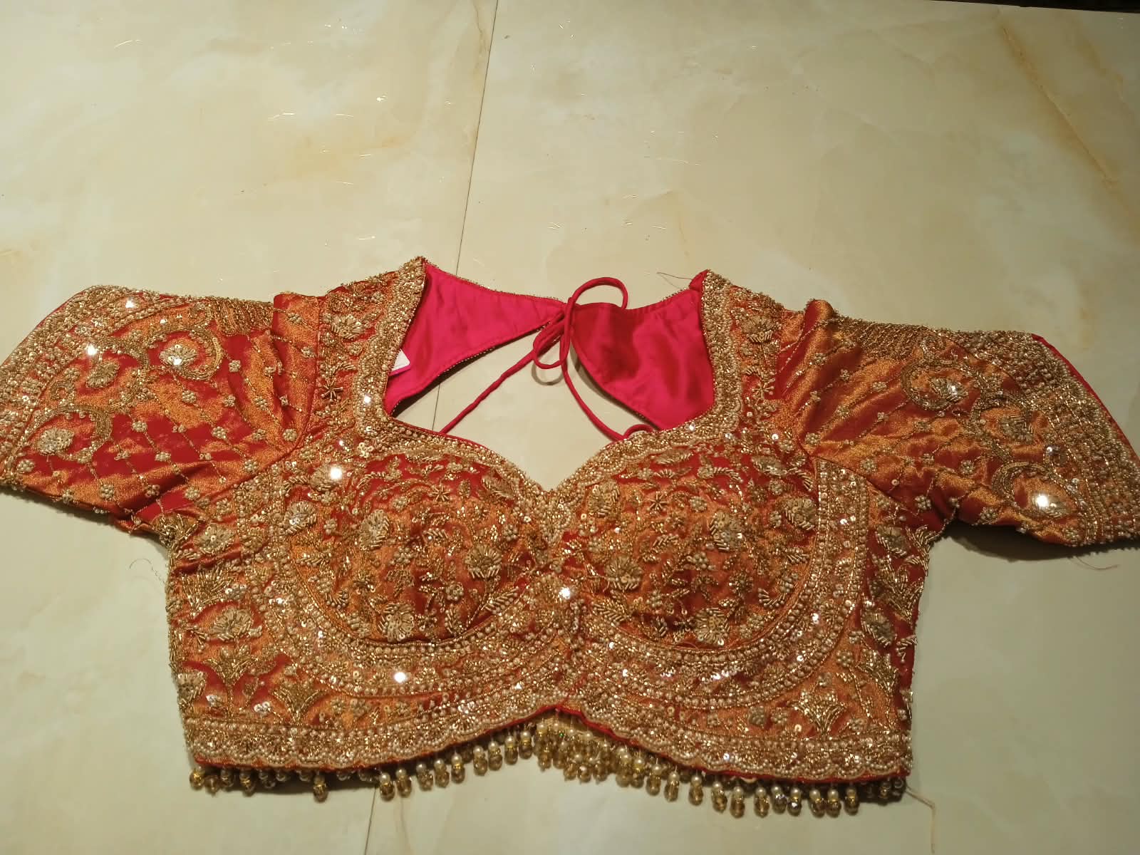 Royal Rust Orange Shimmer Embroidered Designer Saree.