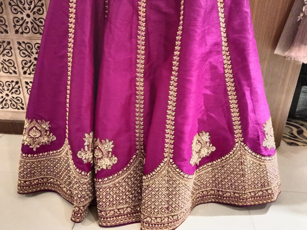 Magenta Purple Embroidered Silk Lehenga Choli