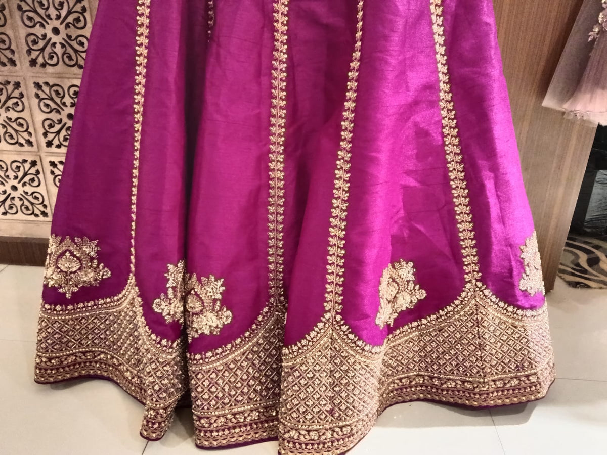 Magenta Purple Embroidered Silk Lehenga Choli