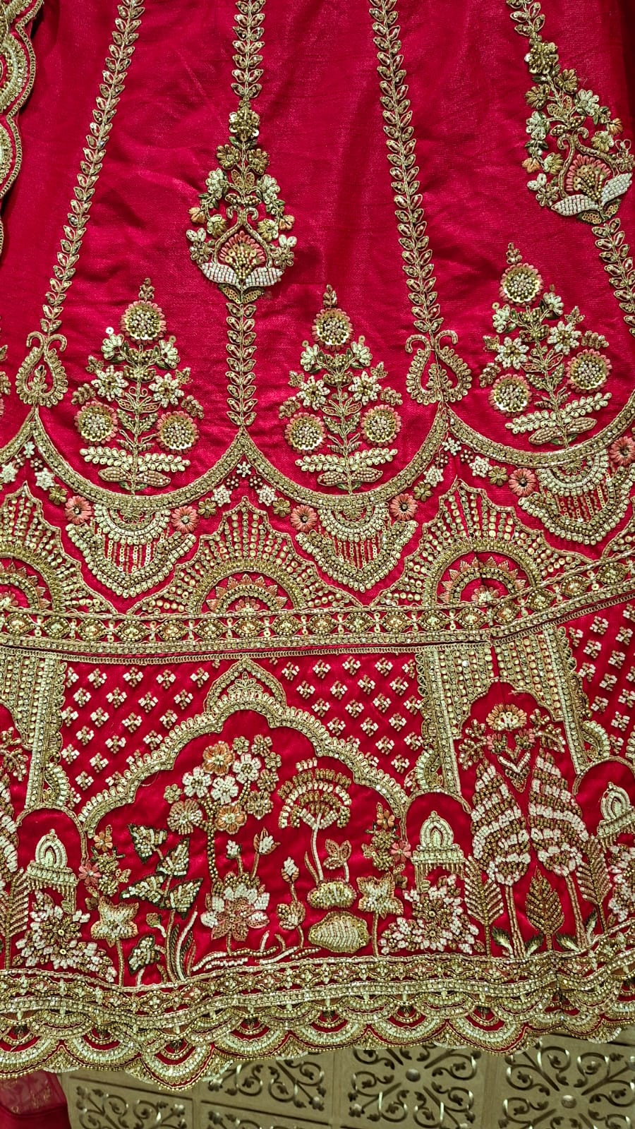 Fuchsia Pink Heavily Embroidered Unstitched Lehenga Choli.