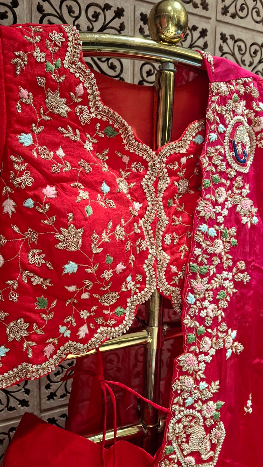 Elegant Crimson Red Bridal Lehenga Set