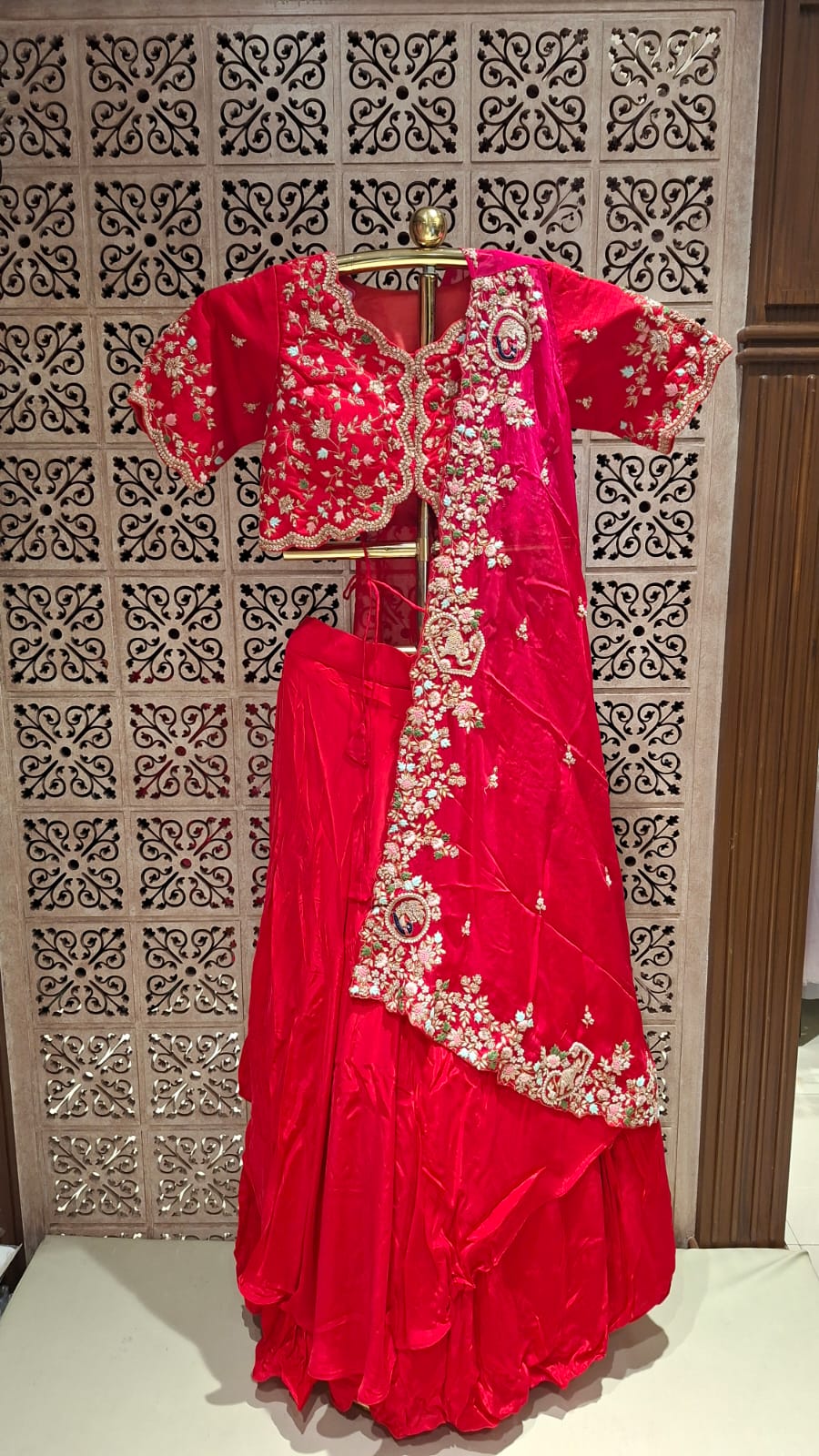 Elegant Crimson Red Bridal Lehenga Set