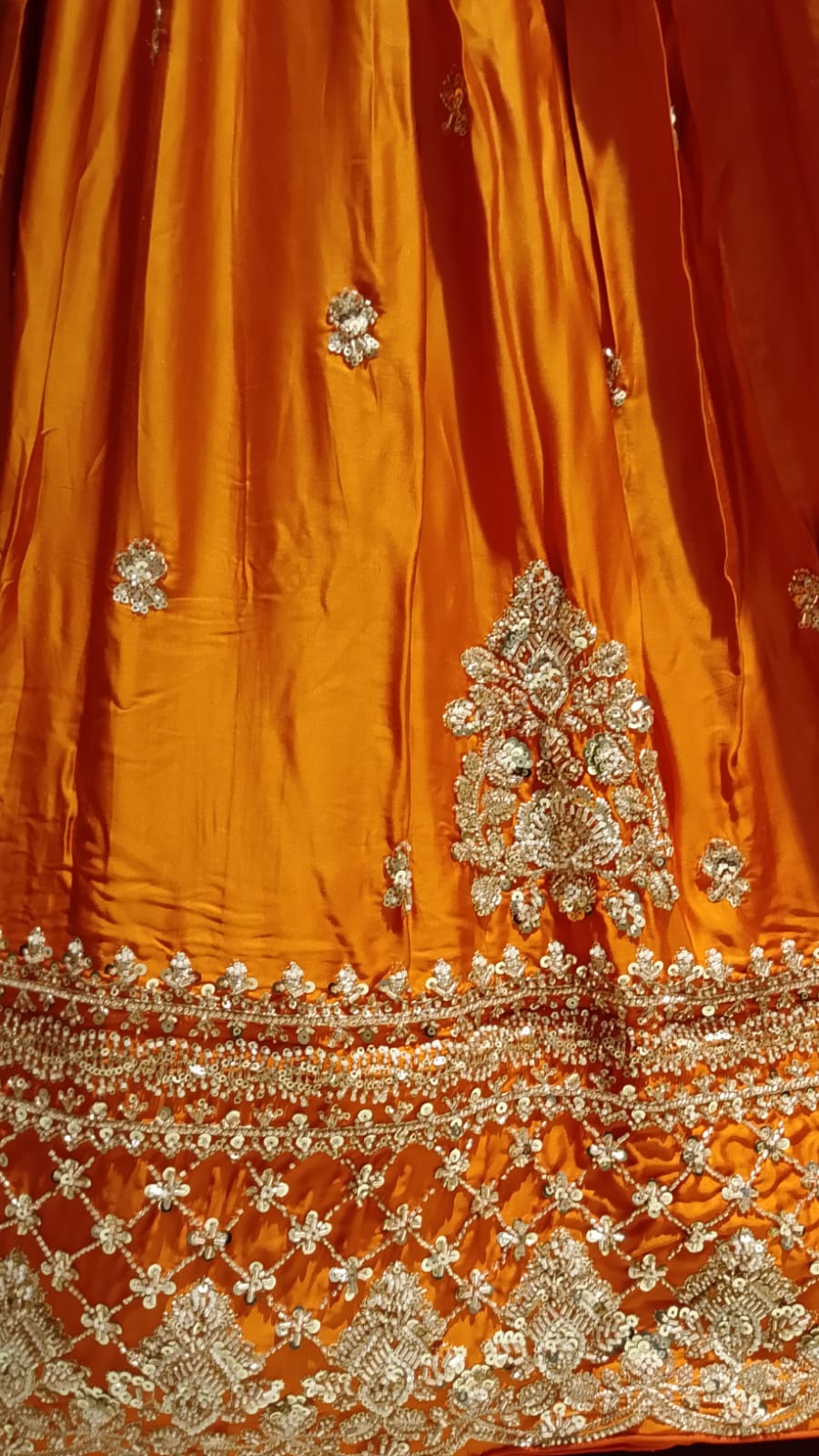 Radiant Sun-Kissed Orange Hand-Embroidered Lehenga Set