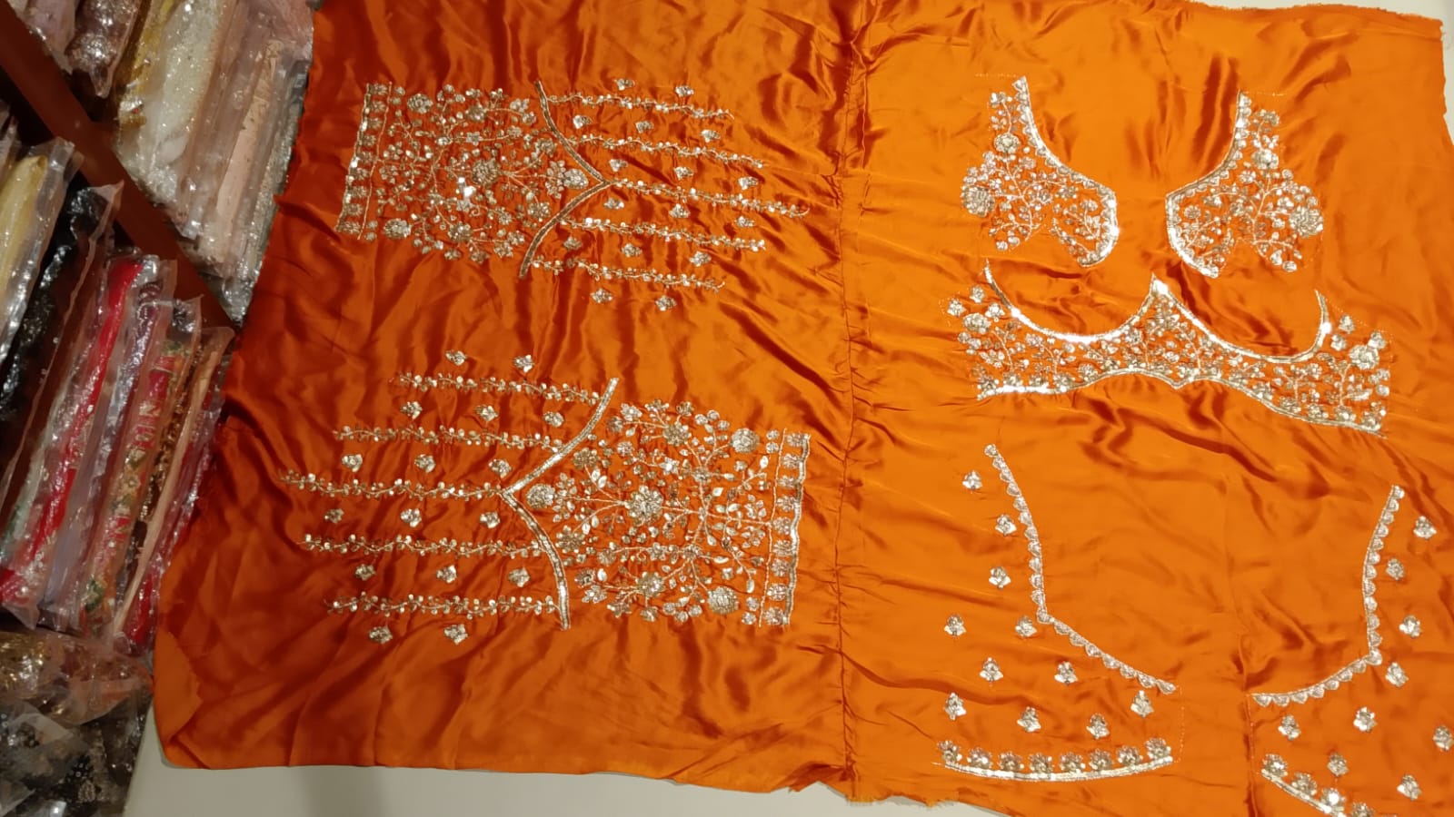 Radiant Sun-Kissed Orange Hand-Embroidered Lehenga Set