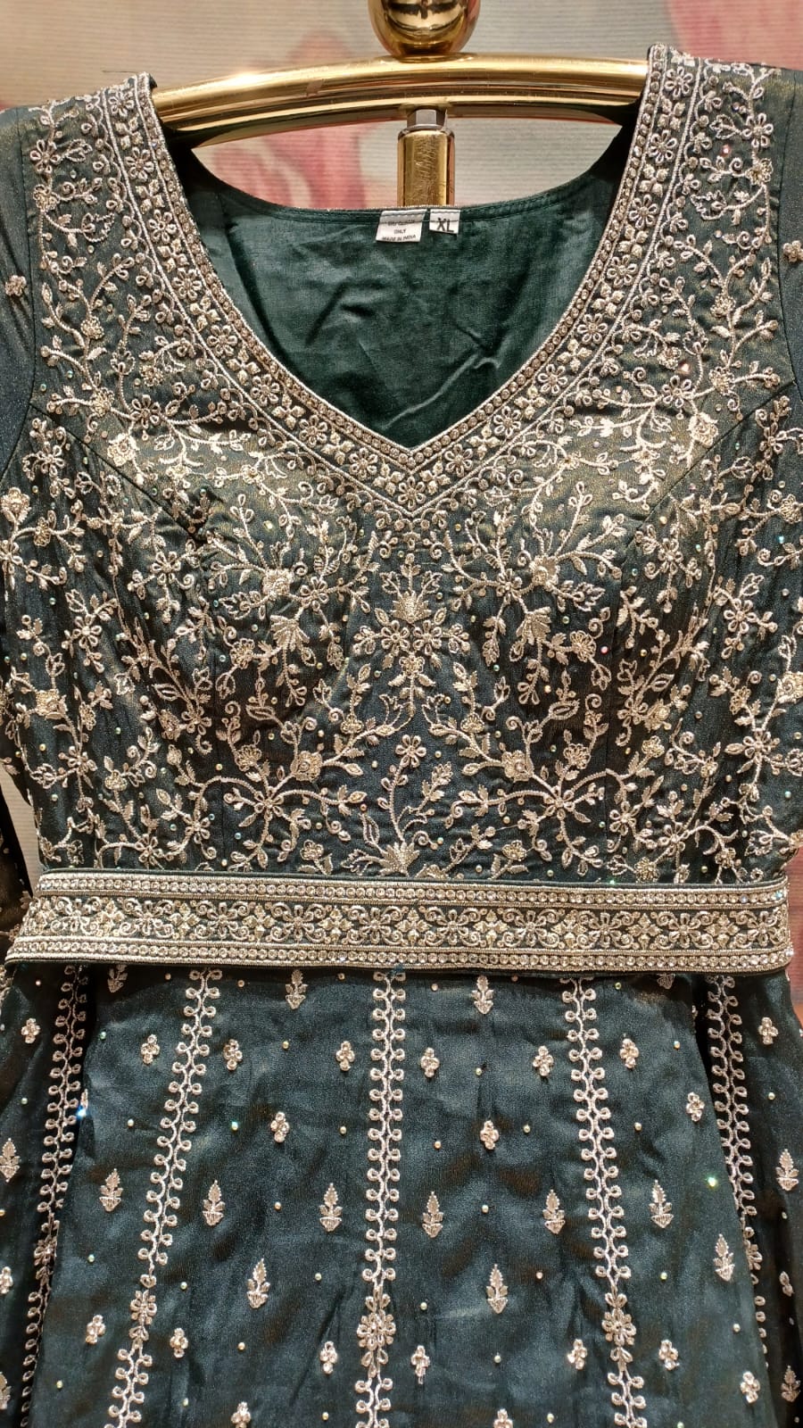 Charcoal Majesty Heavily Embroidered Kalidar Anarkali Gown