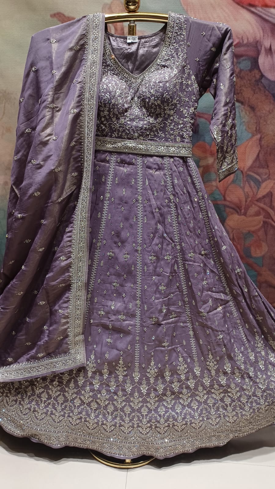 Orchid Grace Heavily Embroidered Kalidar Anarkali Gown