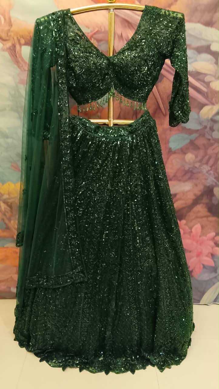 Emerald Sequin Extravaganza Lehenga Choli