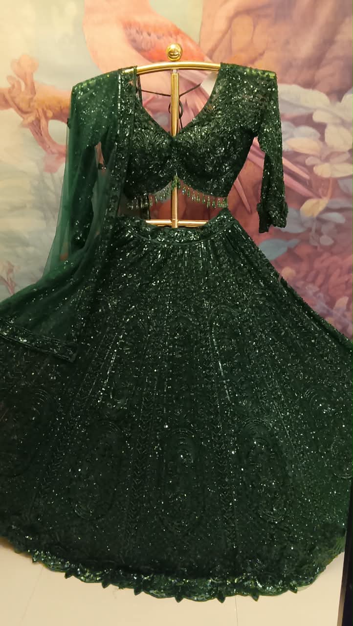 Emerald Sequin Extravaganza Lehenga Choli