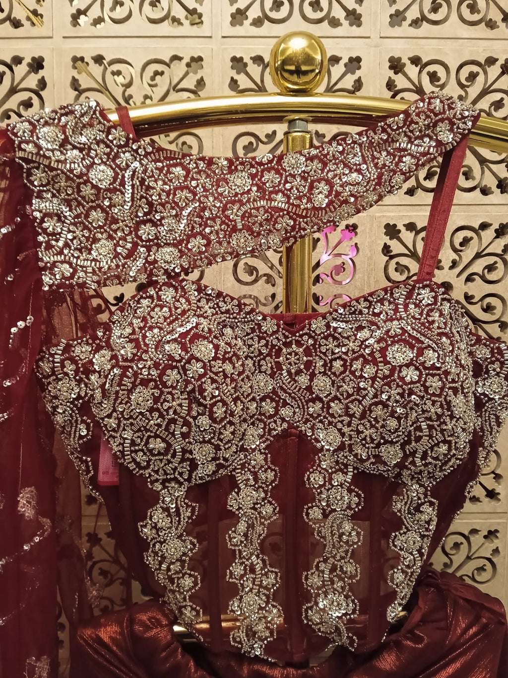 Wine Shimmer Ready-to-Wear Indo-Western Drape Saree