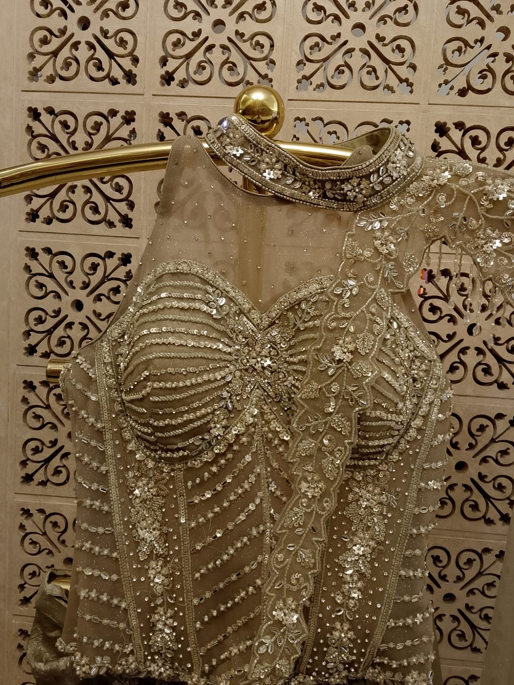 Champagne Gold Shimmer Ready-to-Wear Indo-Western Drape Saree