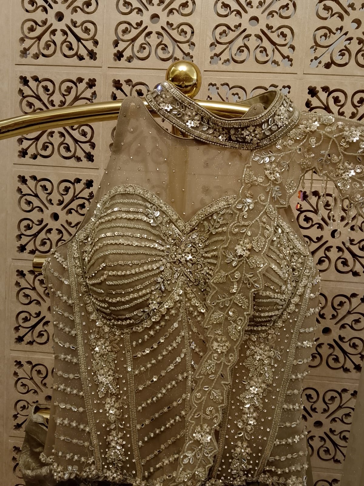 Champagne Gold Shimmer Ready-to-Wear Indo-Western Drape Saree