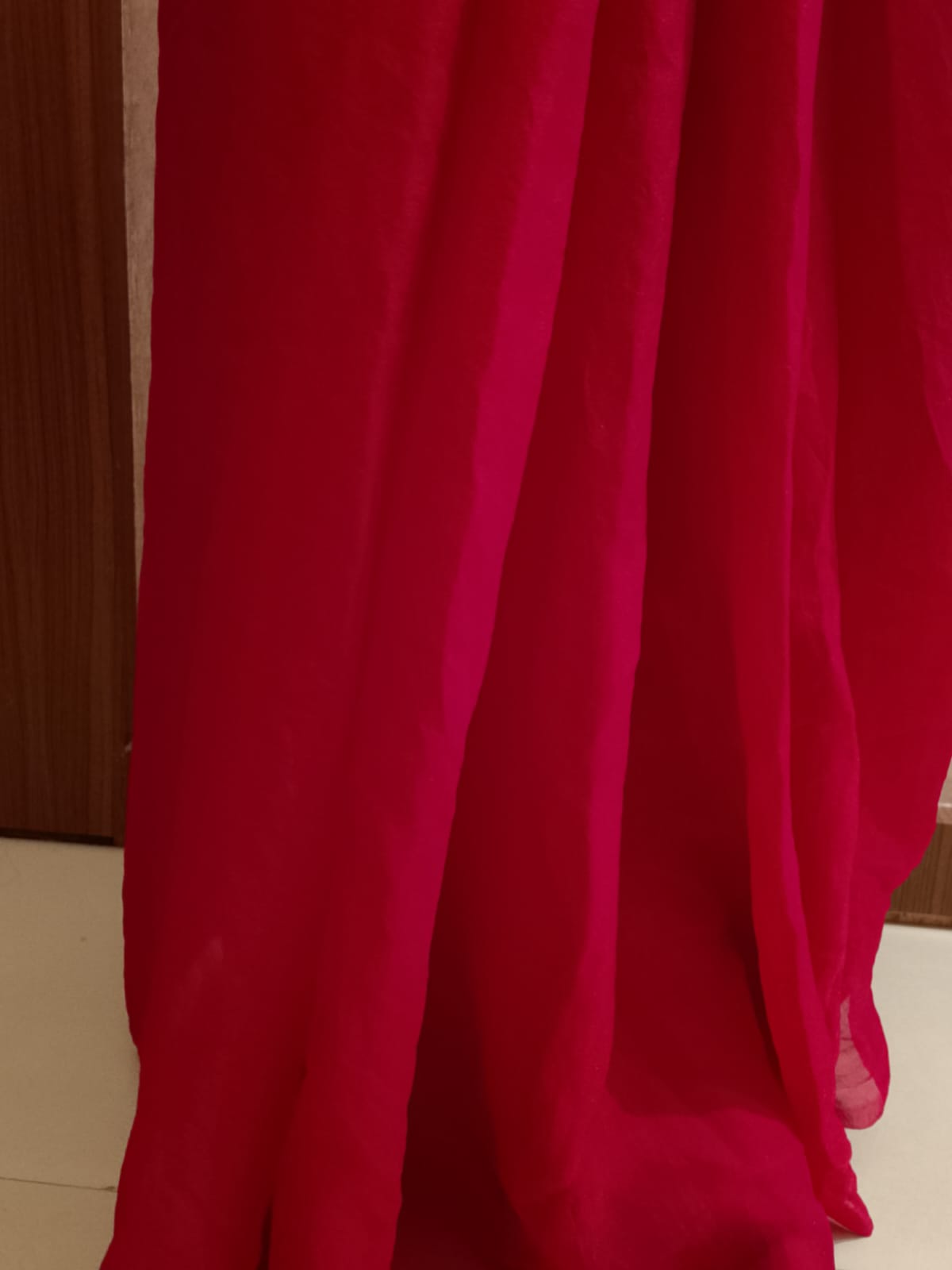 Crimson Red Ready-to-Wear Indo-Western Draped Saree
