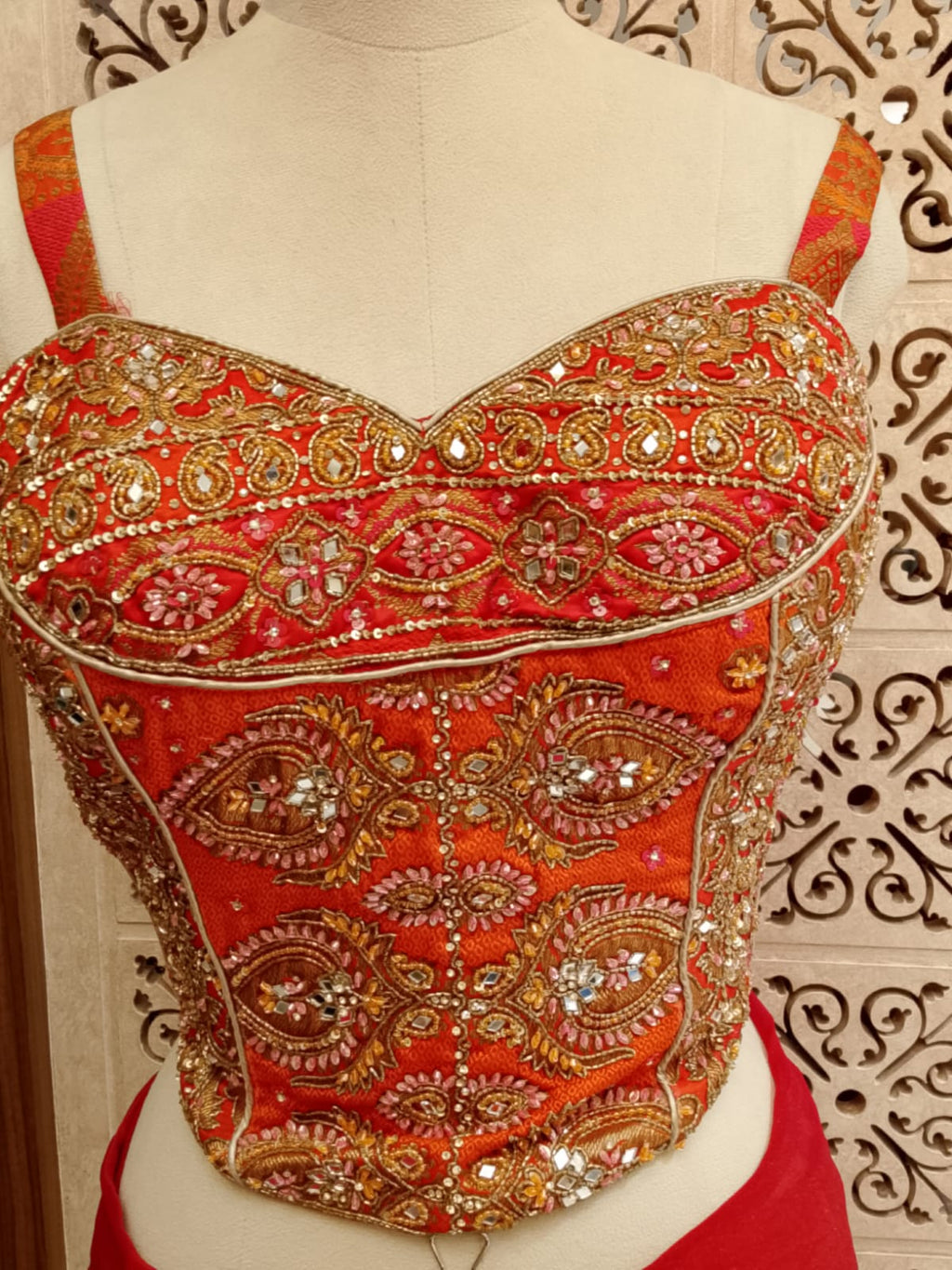 Crimson Red Ready-to-Wear Indo-Western Draped Saree
