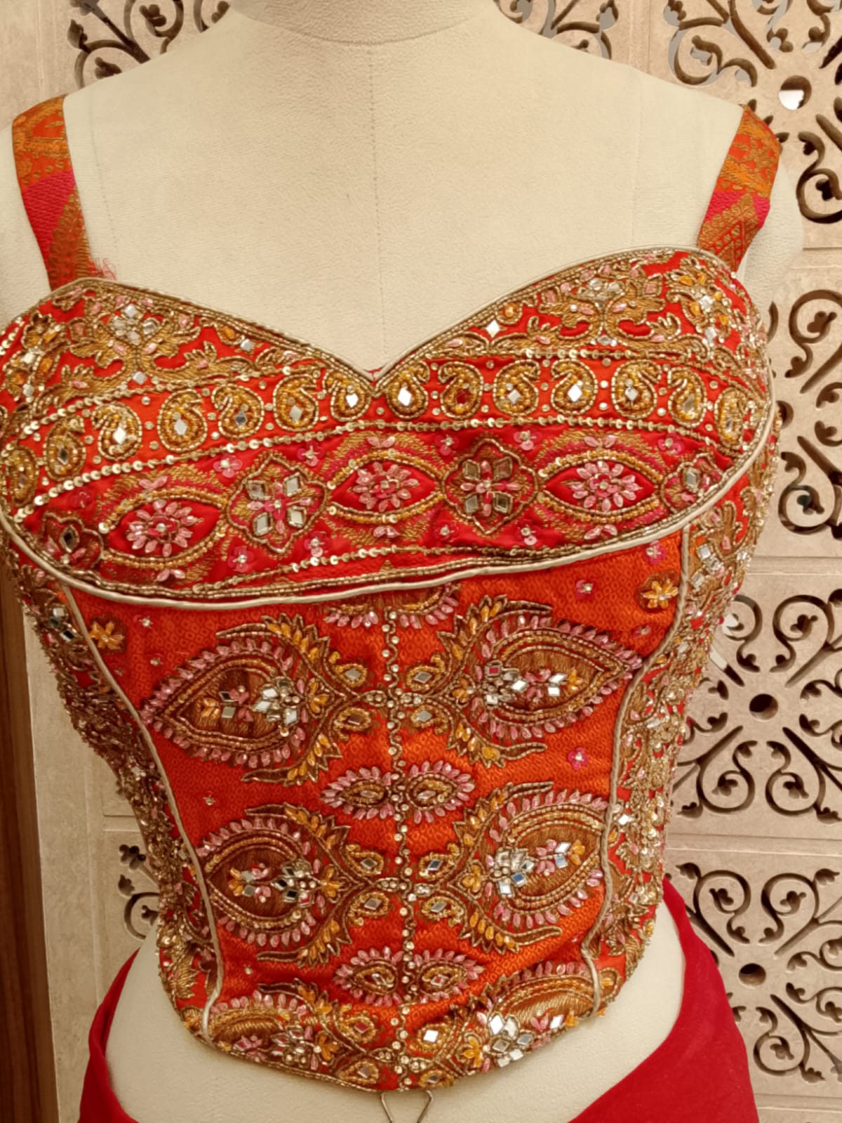 Crimson Red Ready-to-Wear Indo-Western Draped Saree
