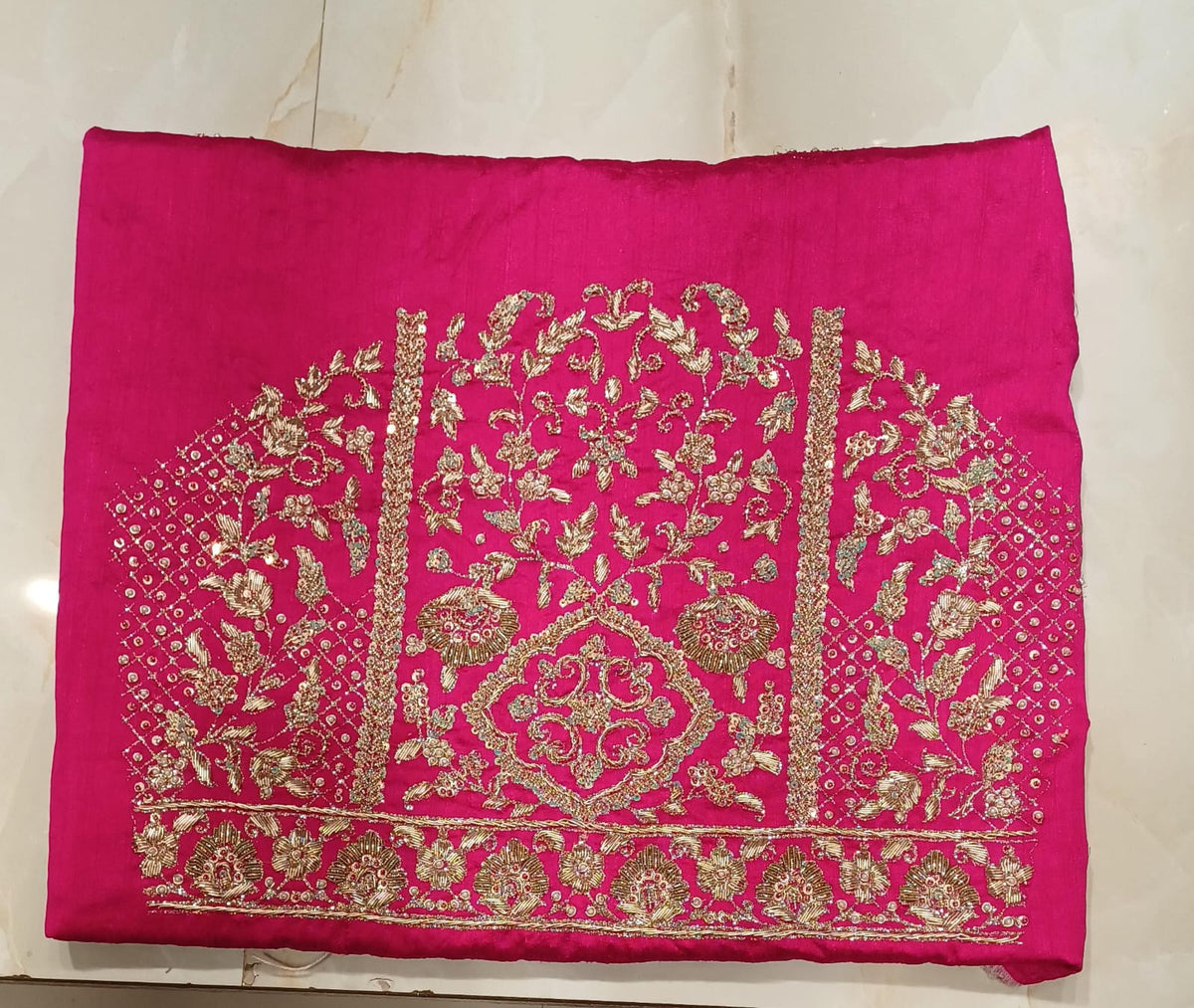 Rani Pink Heavily Embroidered Unstitched Lehenga Choli Set
