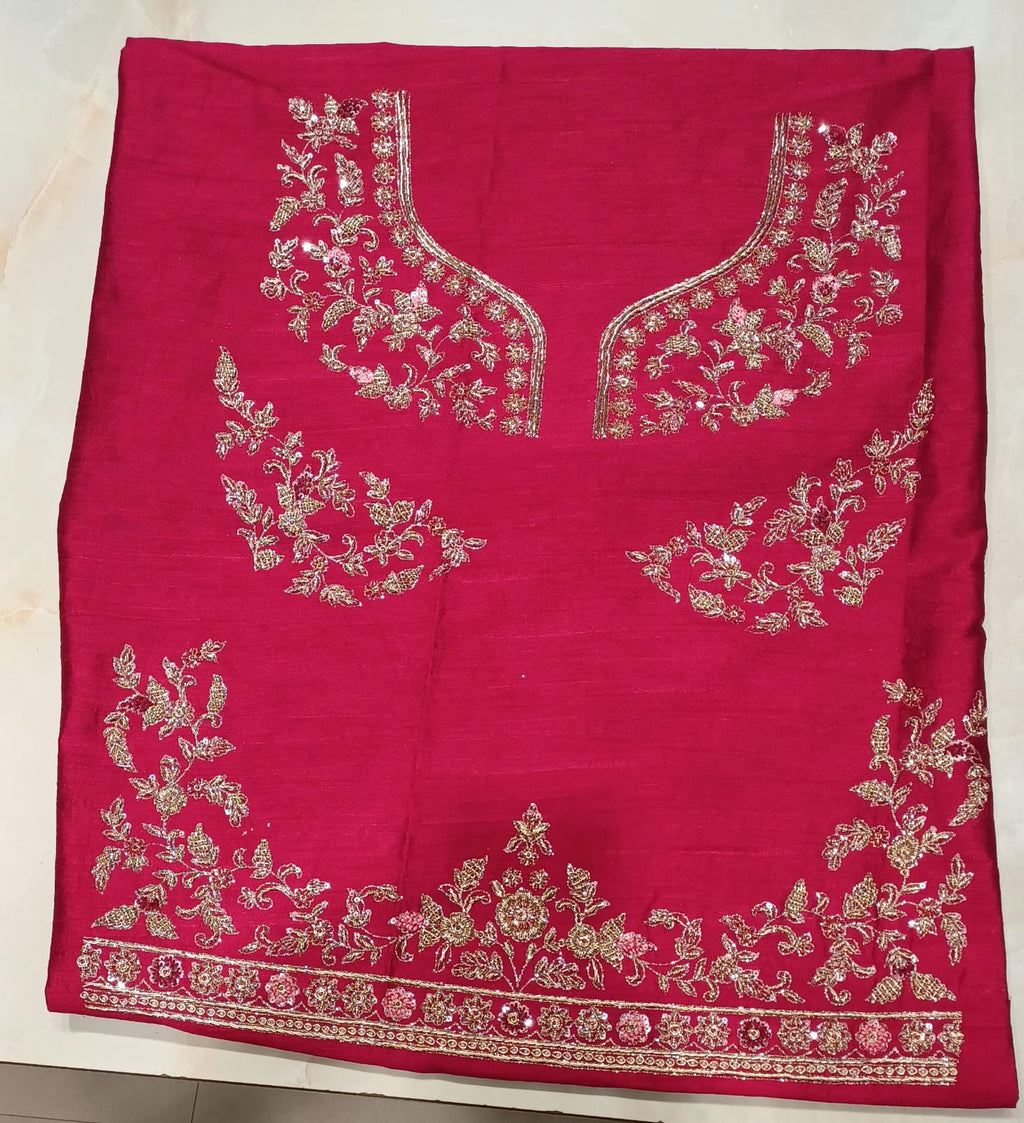 Deep Wine Heavily Embroidered Unstitched Bridal Lehenga Choli Set
