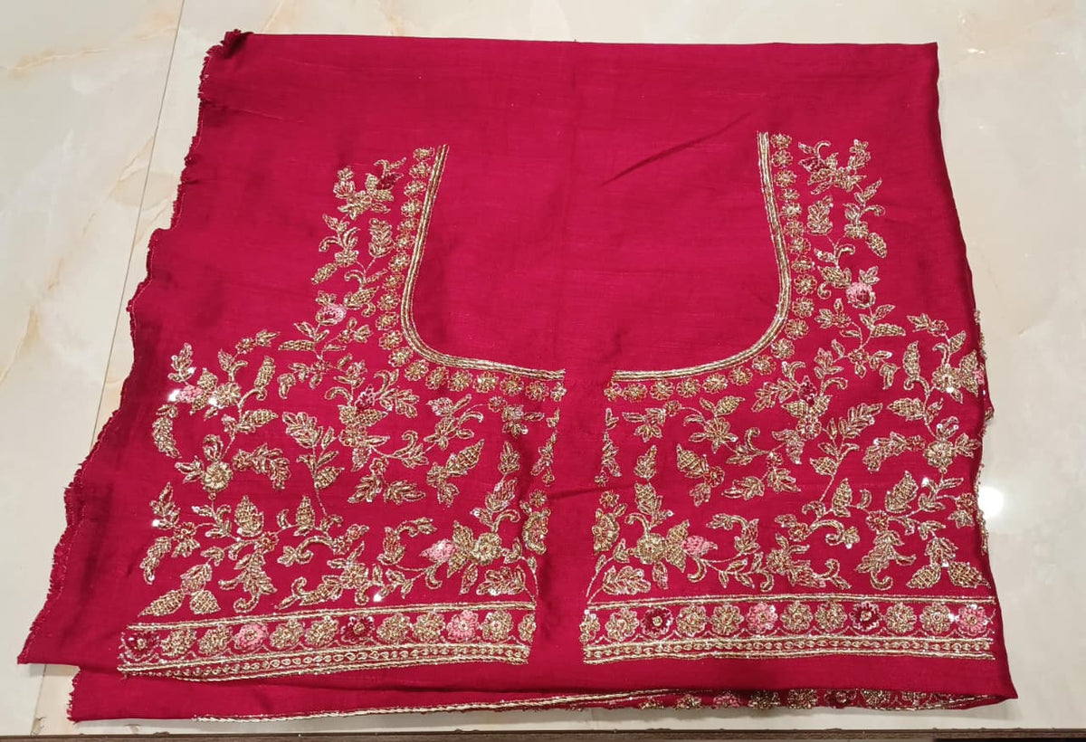 Deep Wine Heavily Embroidered Unstitched Bridal Lehenga Choli Set