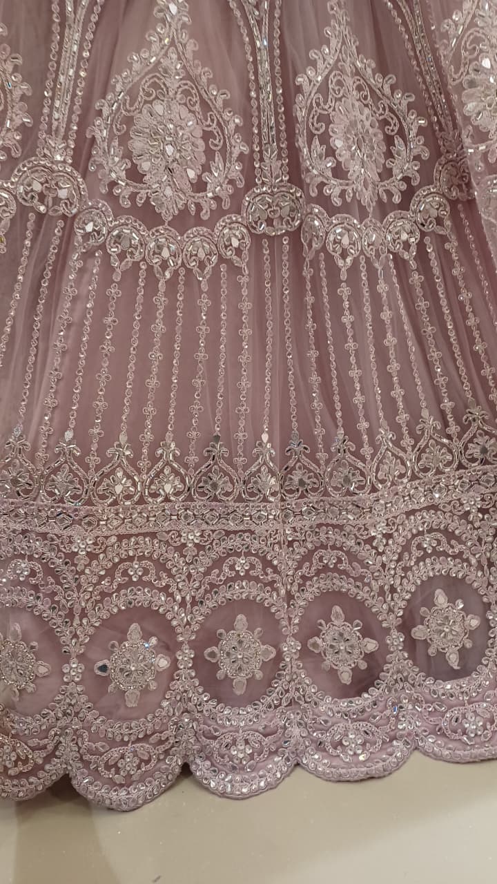 Lavender Mist Shimmering Sequin Anarkali Gown Set