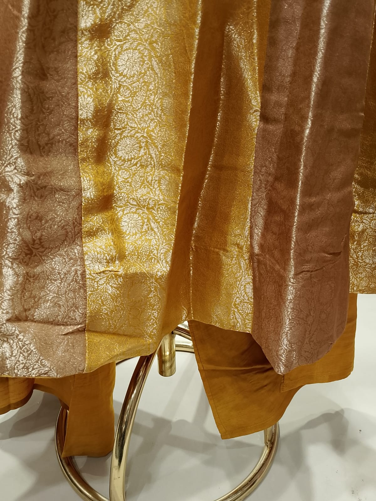 Mustard Gold Banarasi Silk Anarkali Suit Set