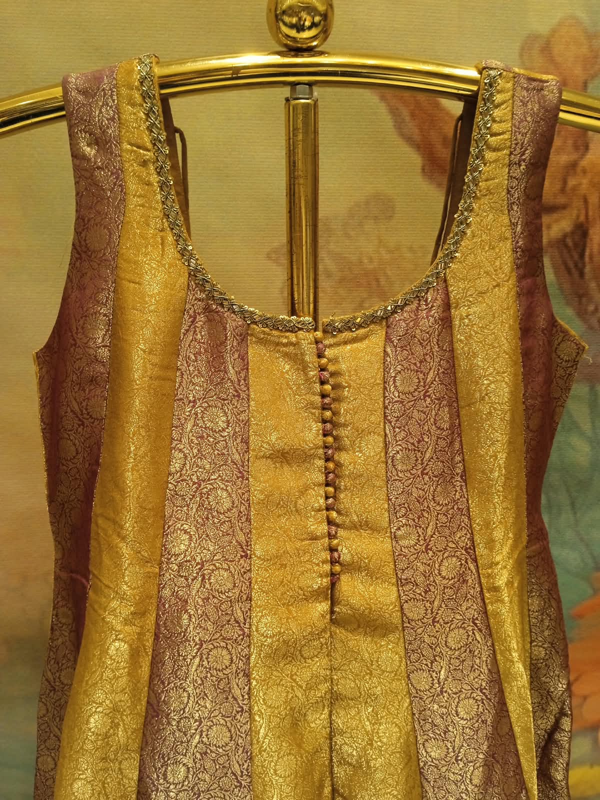 Mustard Gold & Rose-Gold Brocade Panel Anarkali Palazzo Set