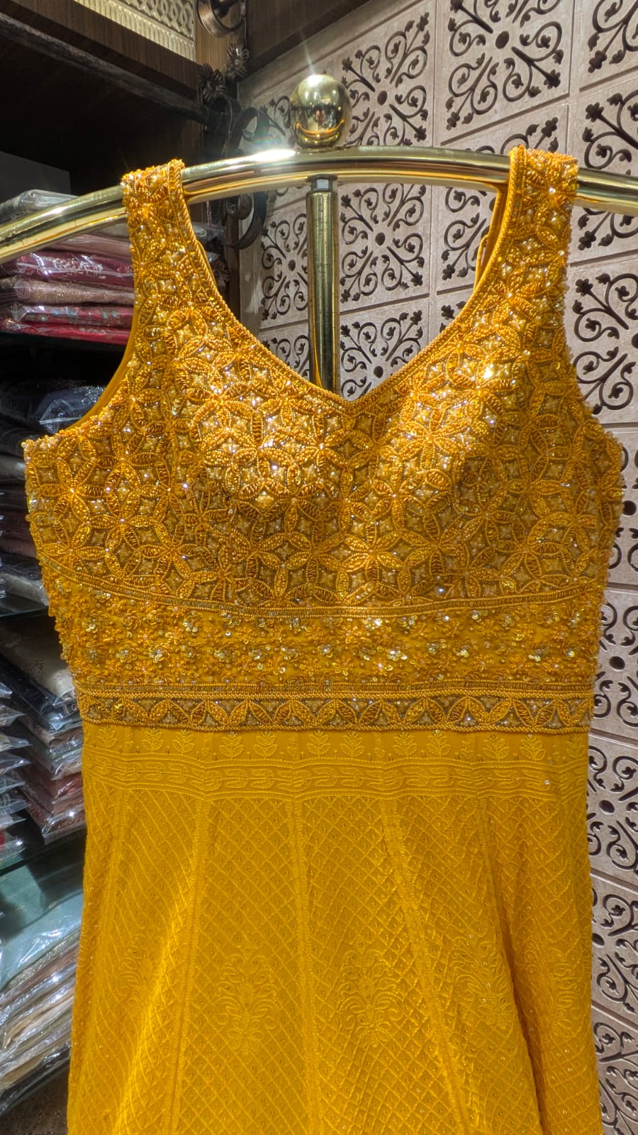 unshine Yellow Chikankari Embroidered Anarkali Gown