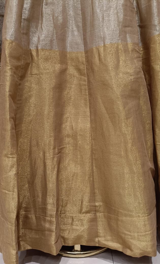 Champagne Gold Panel Metallic Anarkali Gown Set