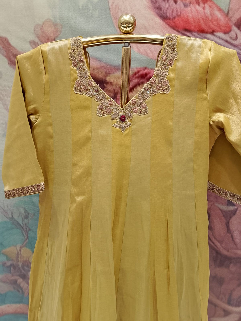 3-Piece Yellow Anarkali Salwar Suit Set.