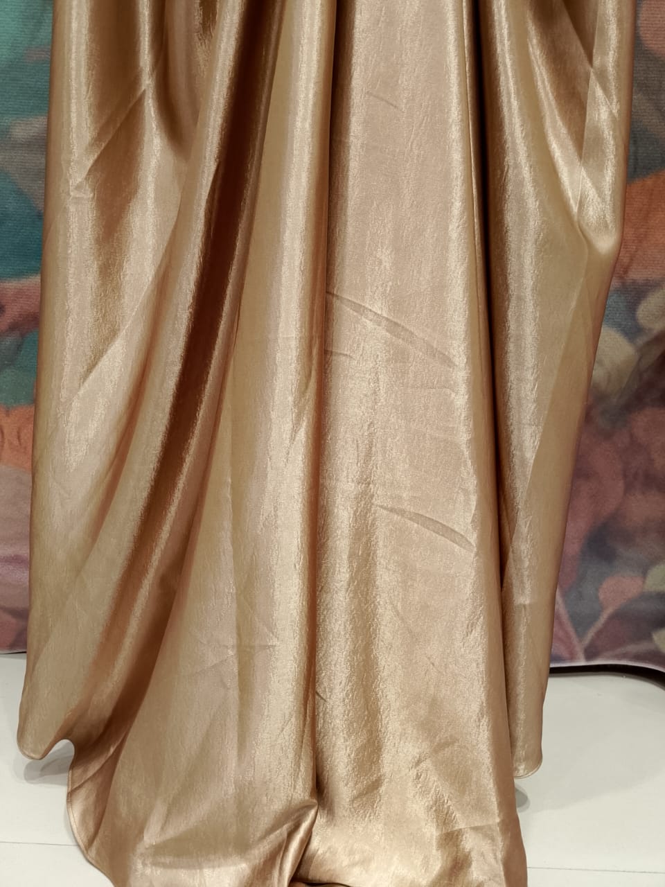 Metallic Antique Gold Halter Neck Top & Draped Dhoti Skirt Set
