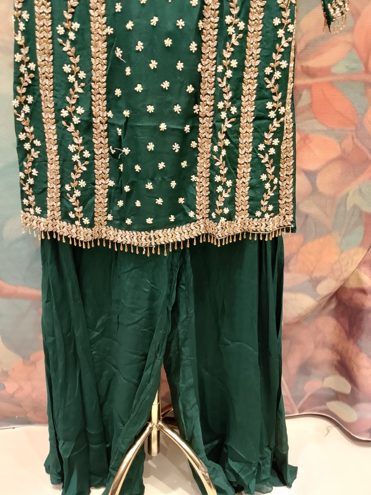 Emerald Green Heavily Embroidered Palazzo Suit Set