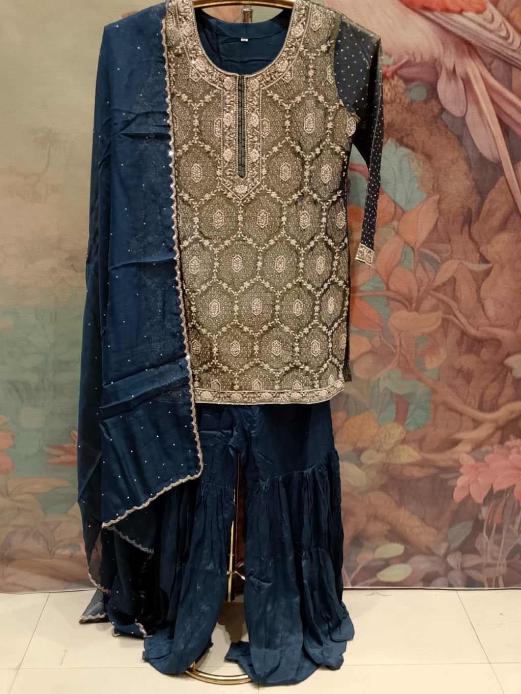 Teal Blue Georgette Sharara Suit