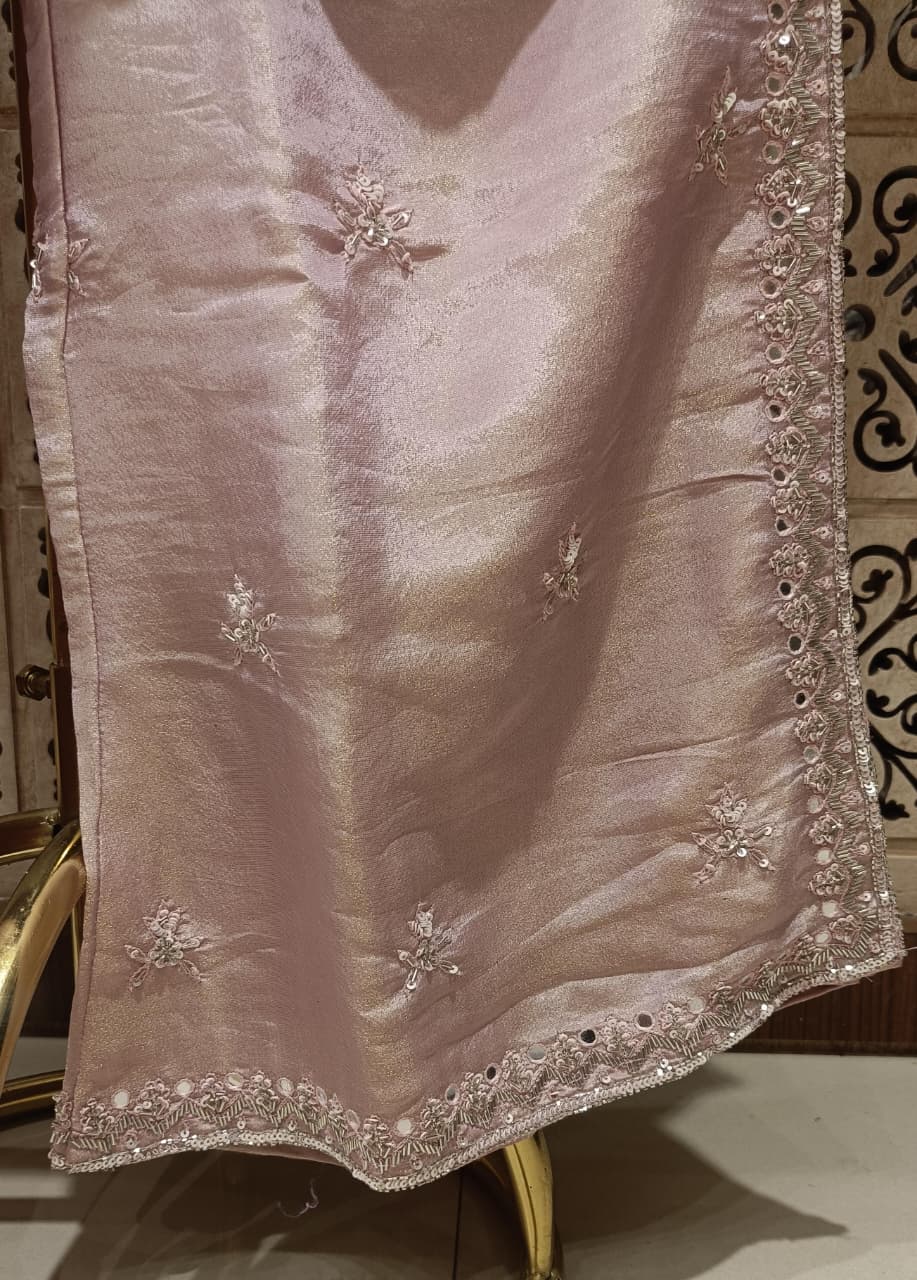 Blush Pink Heavily Embroidered Kurta & Palazzo Suit Set
