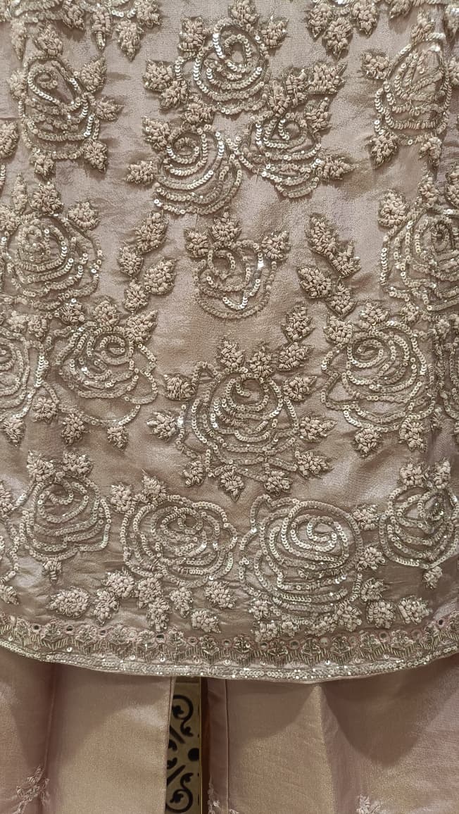Blush Pink Heavily Embroidered Kurta & Palazzo Suit Set