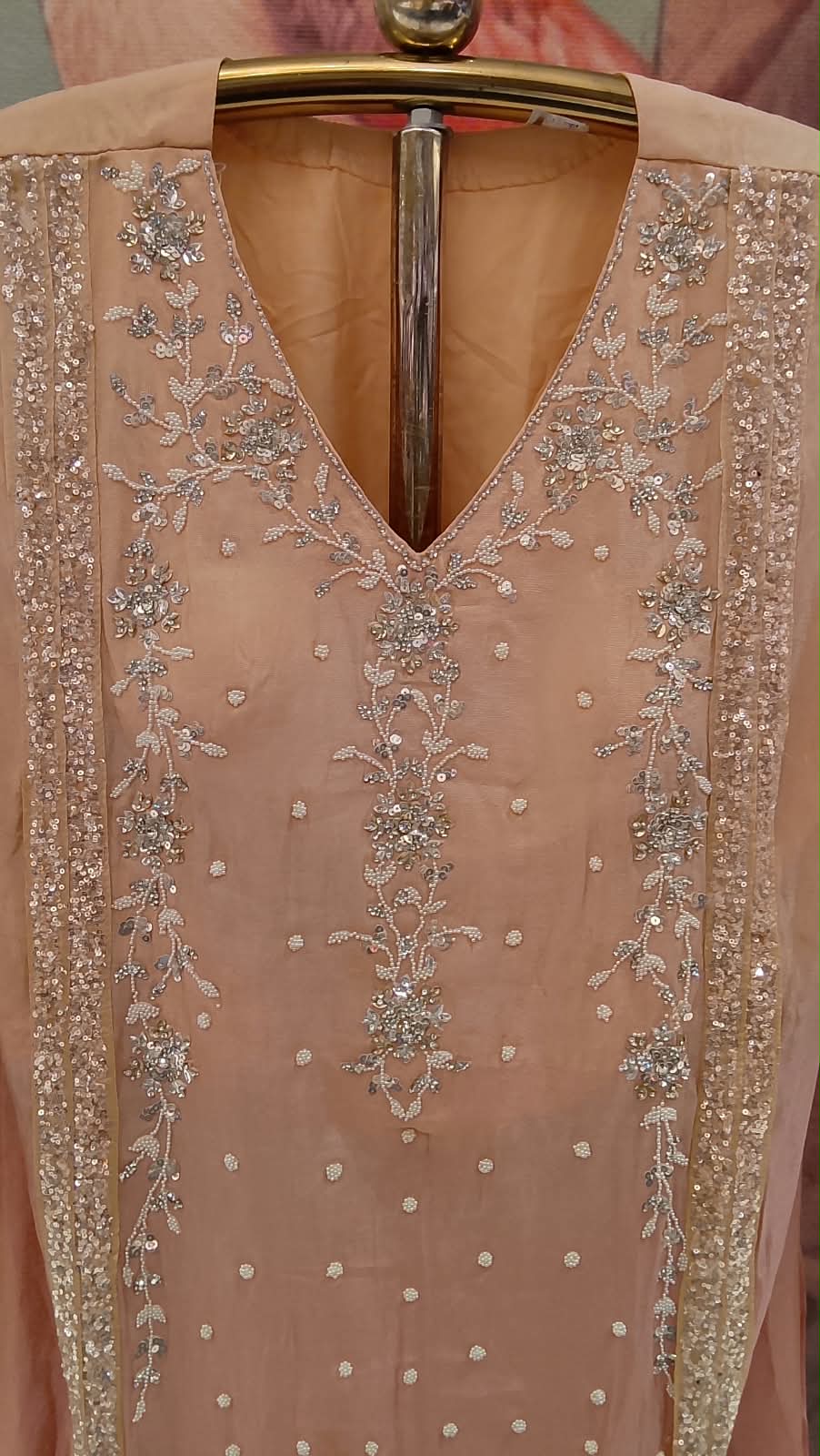 Peach & Coral Ombré Palazzo Set. Haldi and Mehendi functions Sangeet nights and reception parties Festive celebrations like Diwali and Eid