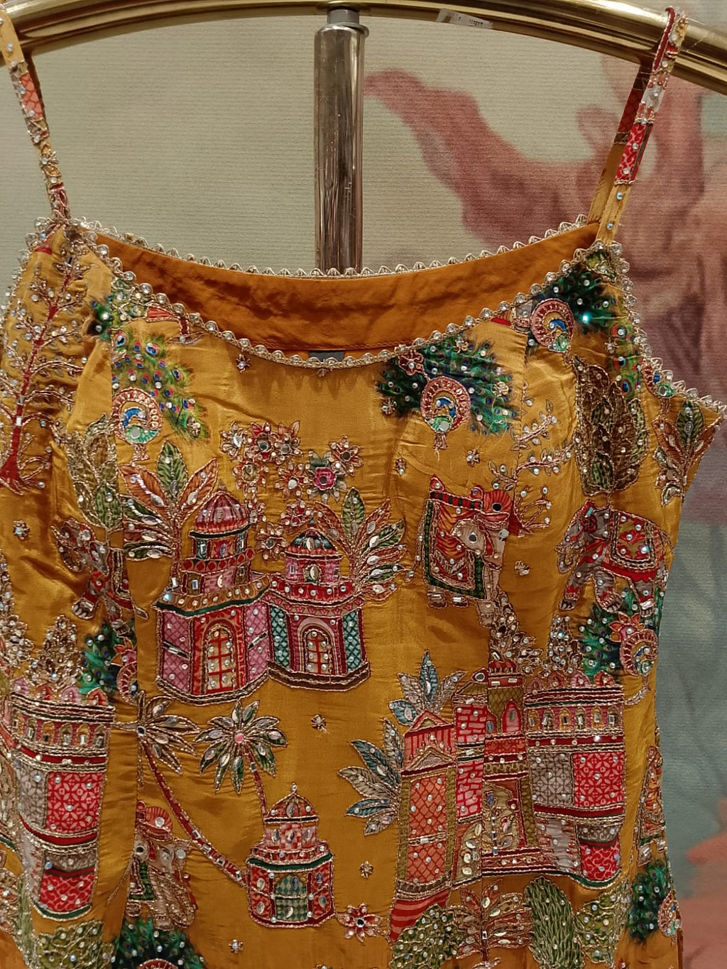 Rust Yellow & Rust Heritage Printed With Zari Work Palazzo Set.