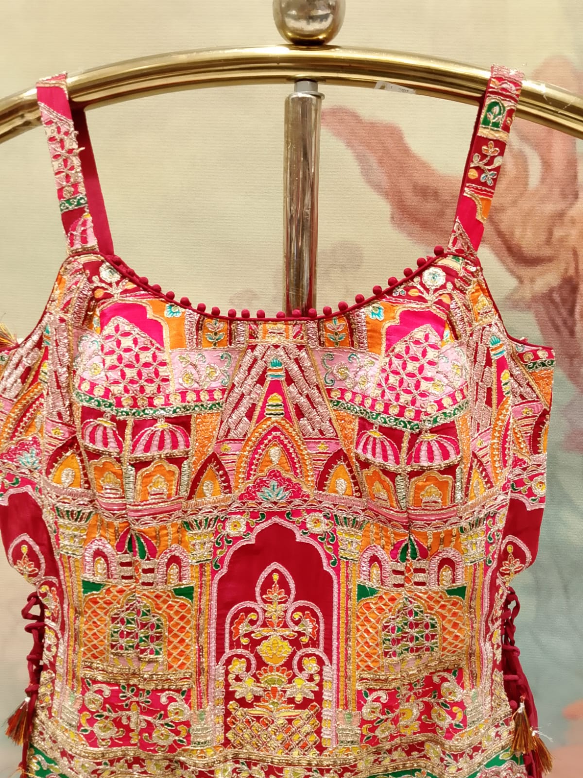 Crimson Red & Pichwai Art Embroidered Palazzo Set.