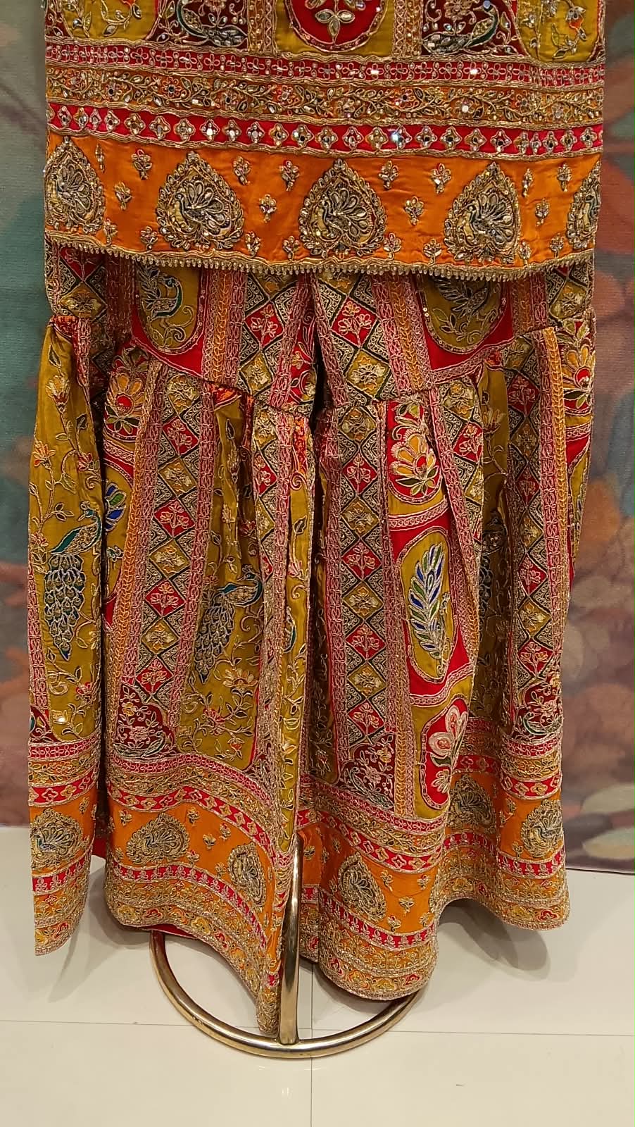 Olive & Ochre Heritage Embroidered Gharara Set.