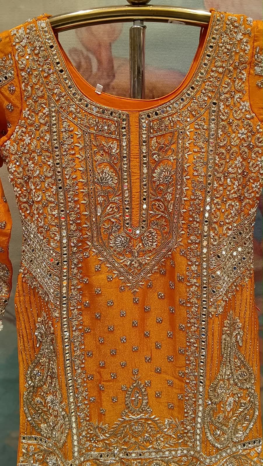 Rust Orange Gota Patti & Mirror Work Gharara Set.