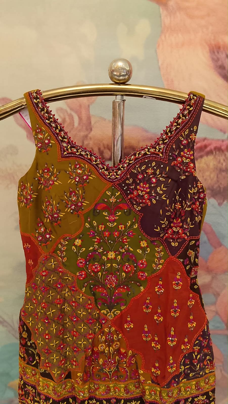 Dark wine & Patchwork Heritage Printed Gharara Set