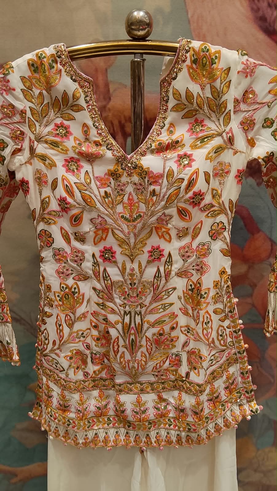 Ivory & Kashmiri Floral Embroidered Palazzo Set.