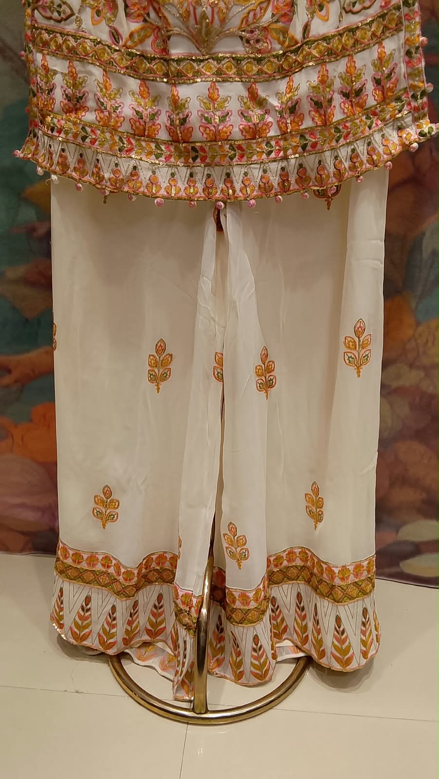 Ivory & Kashmiri Floral Embroidered Palazzo Set.