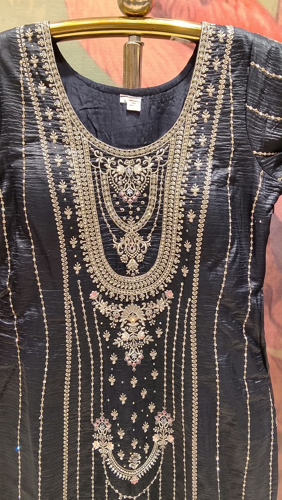 Midnight Black Zari & Sequin Heavily Embroidered Gharara Set