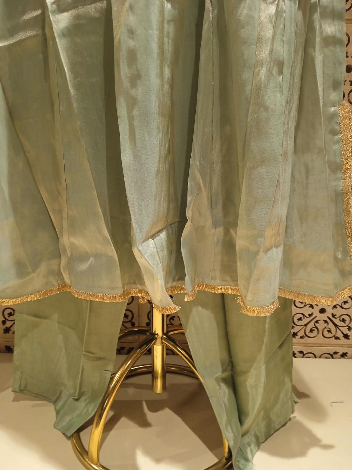 Serene Mint Green Simmer Silk Anarkali Suit Set