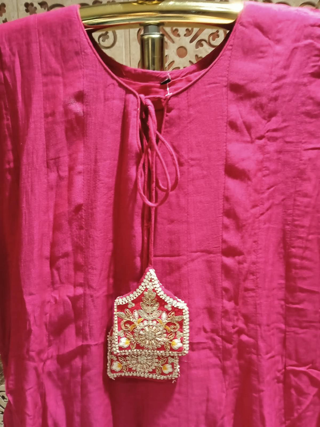 Regal Magenta Pink Mul Chanderi  Anarkali Suit Set