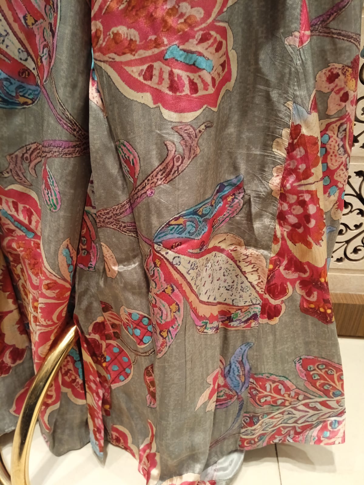Grey Floral Printed Halter Neck Palazzo Set.