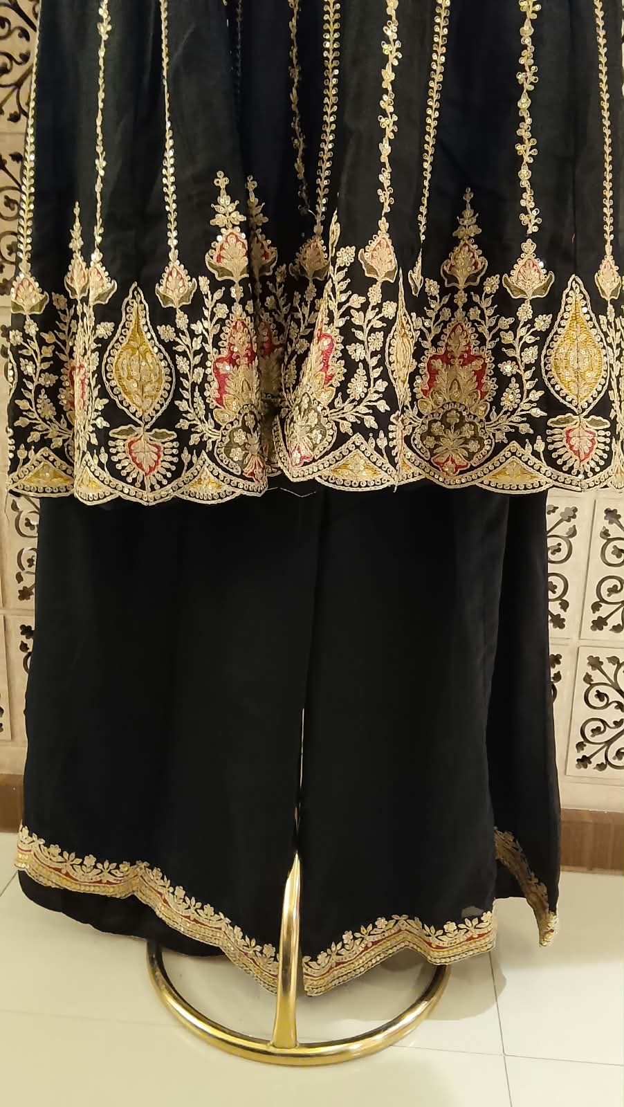Elegant Black Embroidered Georgette Palazzo Suit Set Festive Wear, Wedding Functions, Eid, Diwali parties