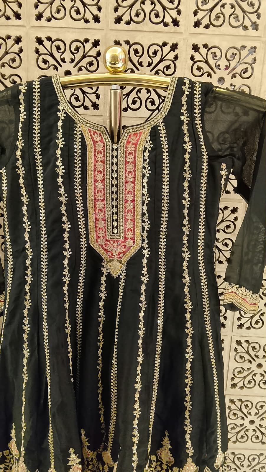 Elegant Black Embroidered Georgette Palazzo Suit Set Festive Wear, Wedding Functions, Eid, Diwali parties