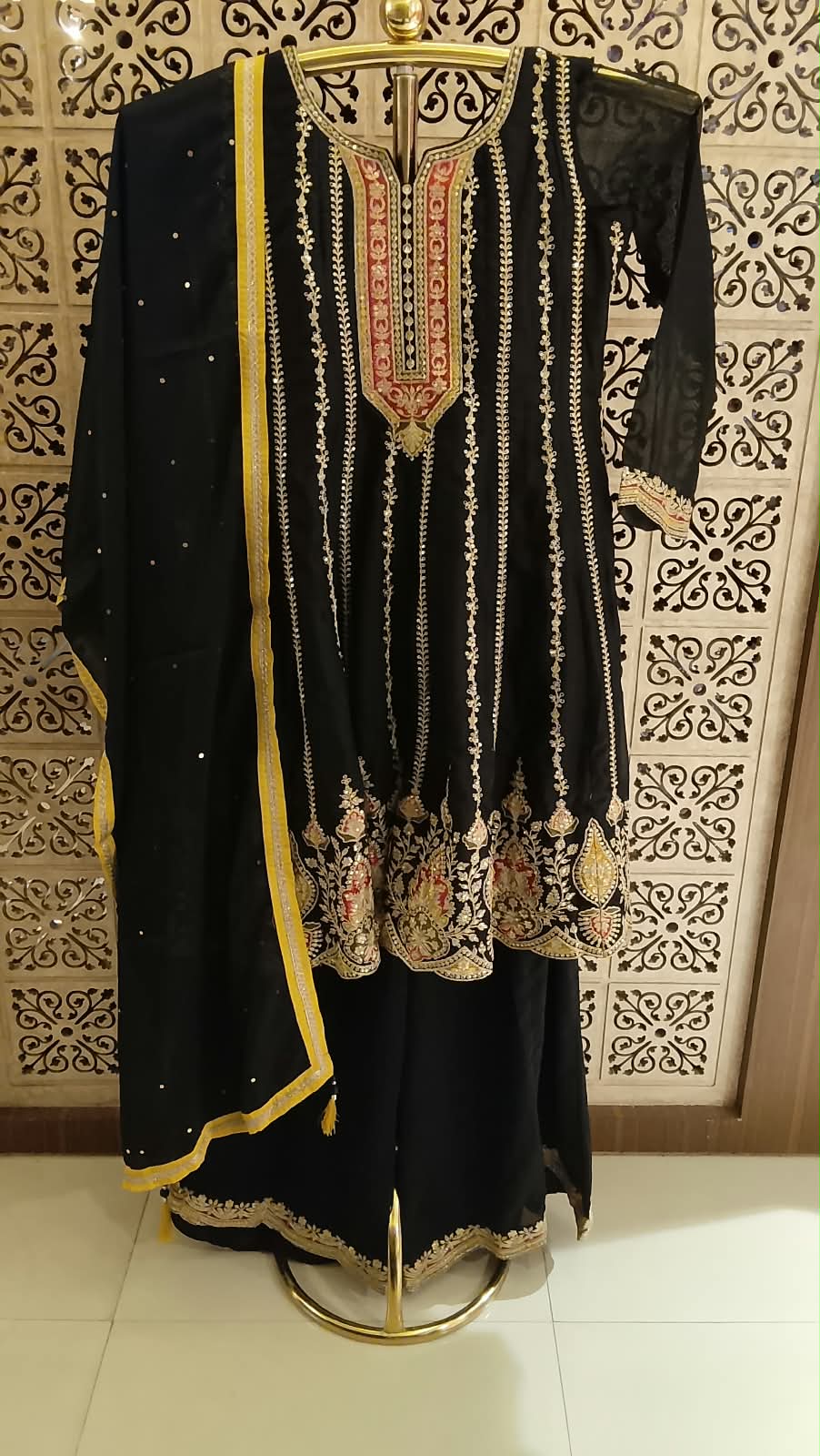 Elegant Black Embroidered Georgette Palazzo Suit Set Festive Wear, Wedding Functions, Eid, Diwali parties