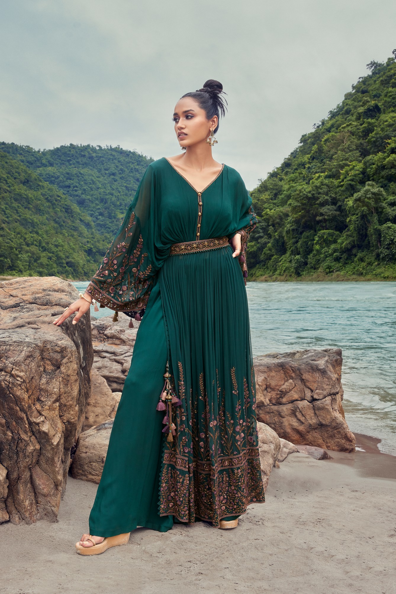 Buy SFOTY Half Sleeve A-Line Western Dress Green Online In India At  Discounted Prices